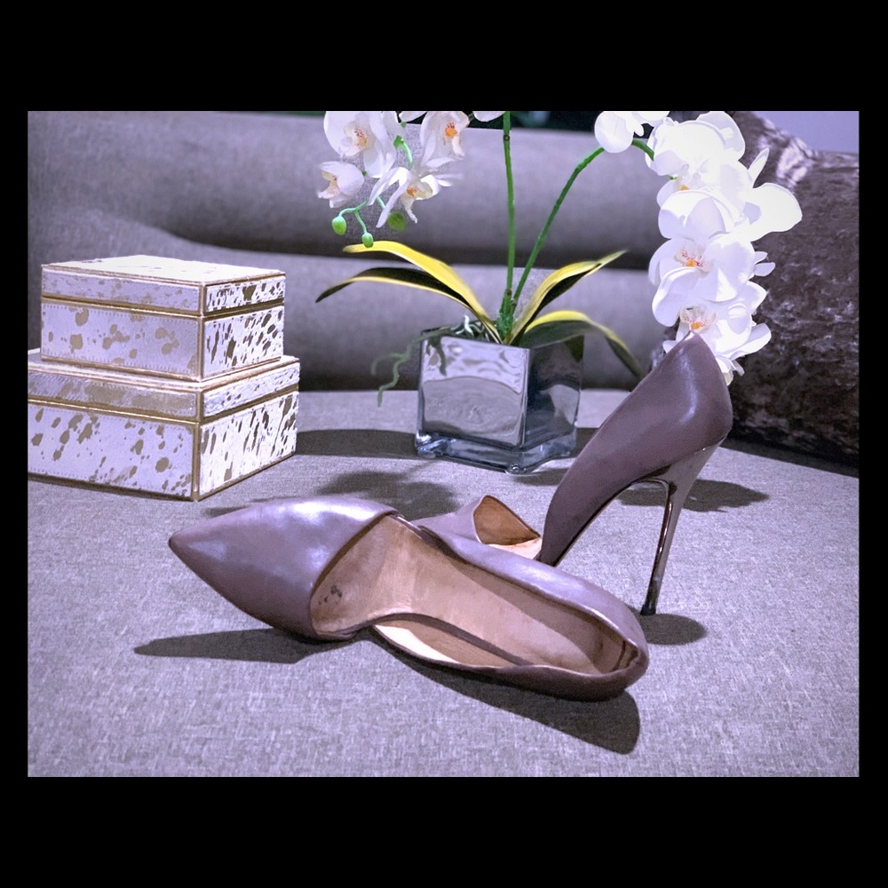 Soft Leather L.A.M.B. metallic silver heeled pumps